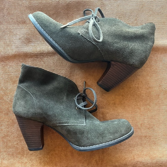 Indigo by Clarks | Olive Suede Ankle Booties - Picture 1 of 8